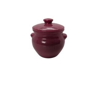 Vintage New York Dutchess Cheese Crock W/ Lid Casserole Cranberry Red